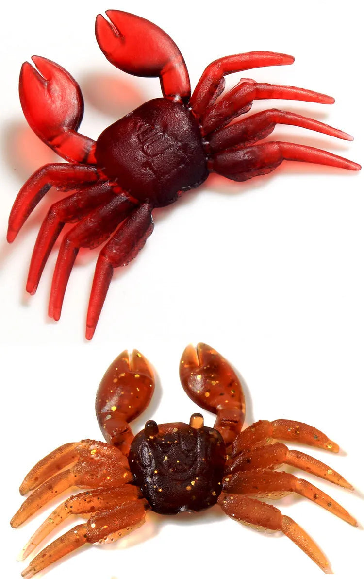 8CM red and brown PVC crab fishing lures showing detailed soft plastic crab imitation design
