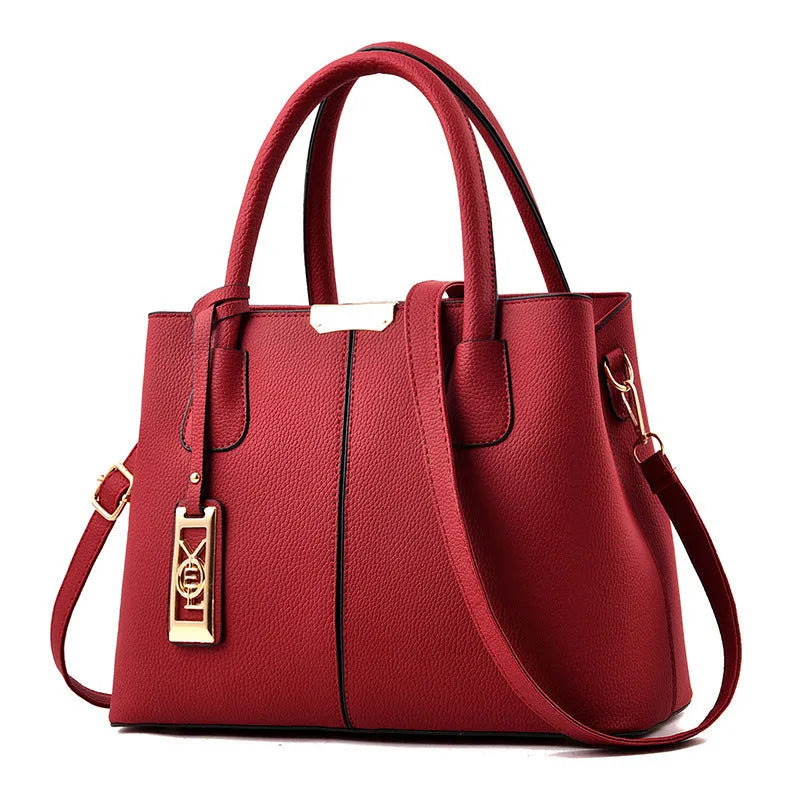 Women's soft PU leather large capacity shoulder bag in horizontal square shape with adjustable strap