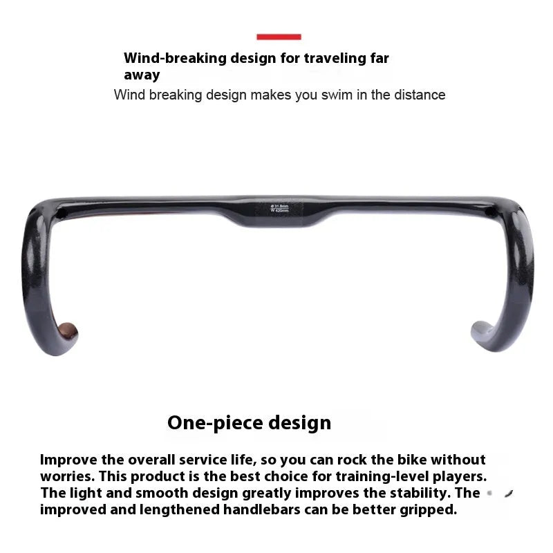 Carbon fiber road bicycle drop handlebar in Black Grey Silver, shown in UD Matte finish.