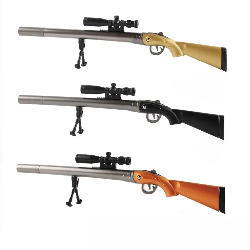 Creative 98K sniper rifle shaped gel pen with 0.5mm tip and blue ink in plastic Marvel series design