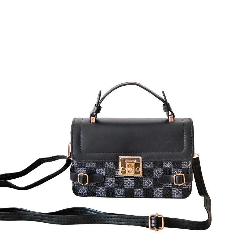 Retro ethnic pattern crossbody bag in horizontal square shape with file compartment.
