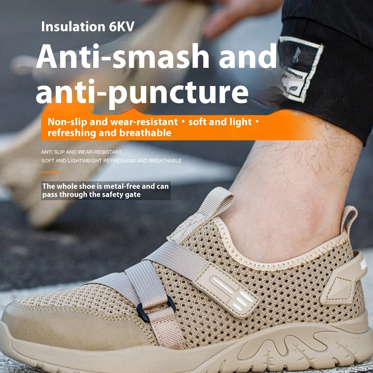 Anti-smash anti-puncture work insulation safety shoes in grey colour with rubber soles