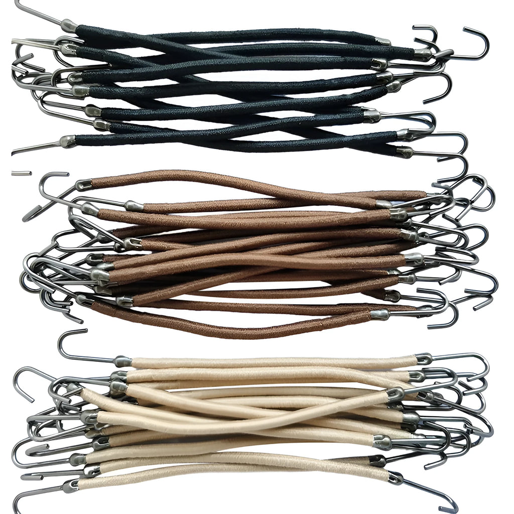Double hook wig styling tool in black, dark brown, and light brown solid colours