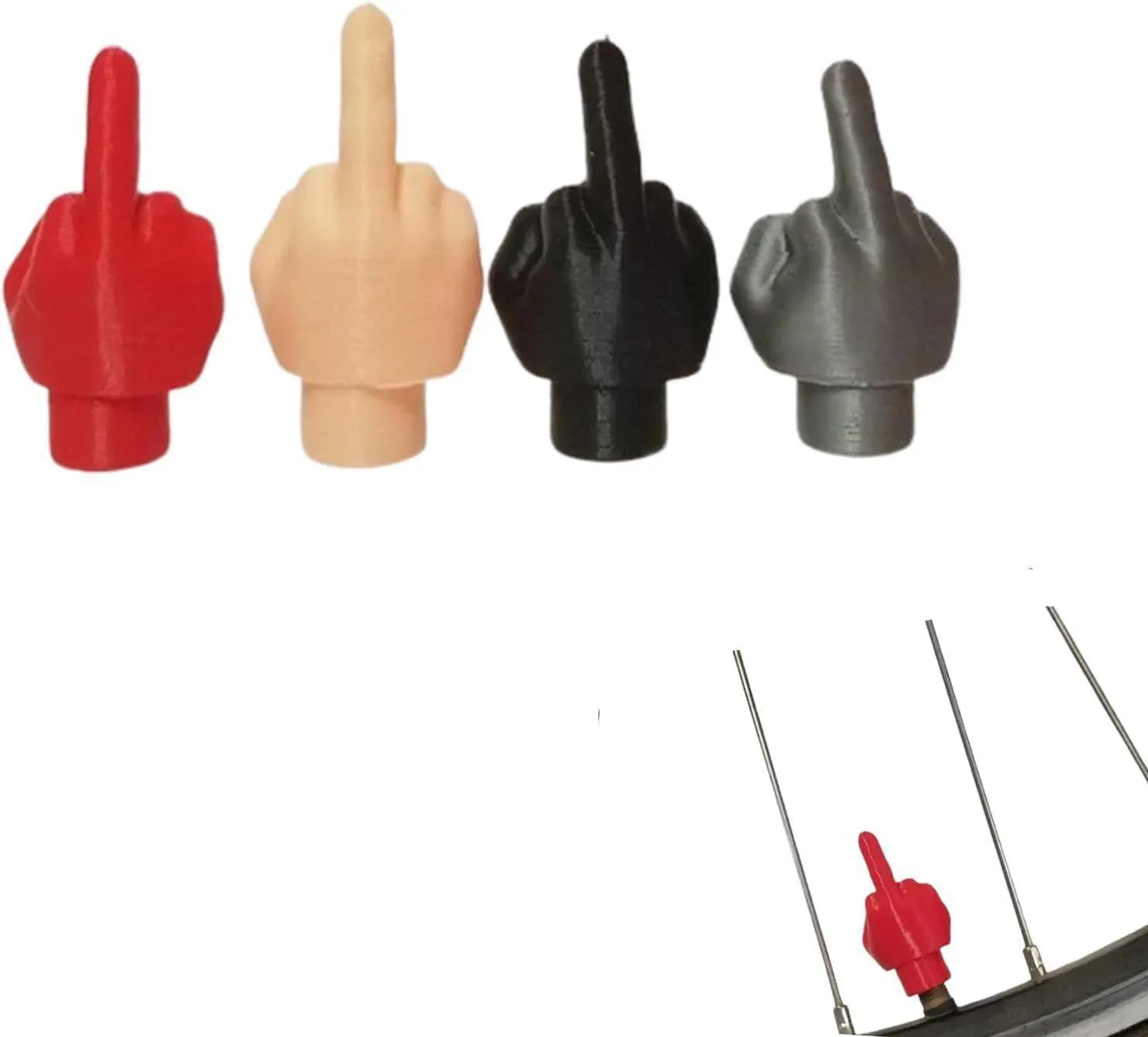 Four latex tyre valve dry caps showing black and skin tone finishes for car wheel protection