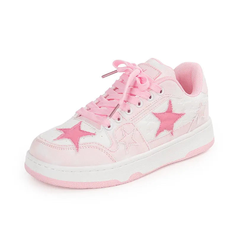 Unisex denim skateboard shoes with lace-up front and round toe in black, green, or pink