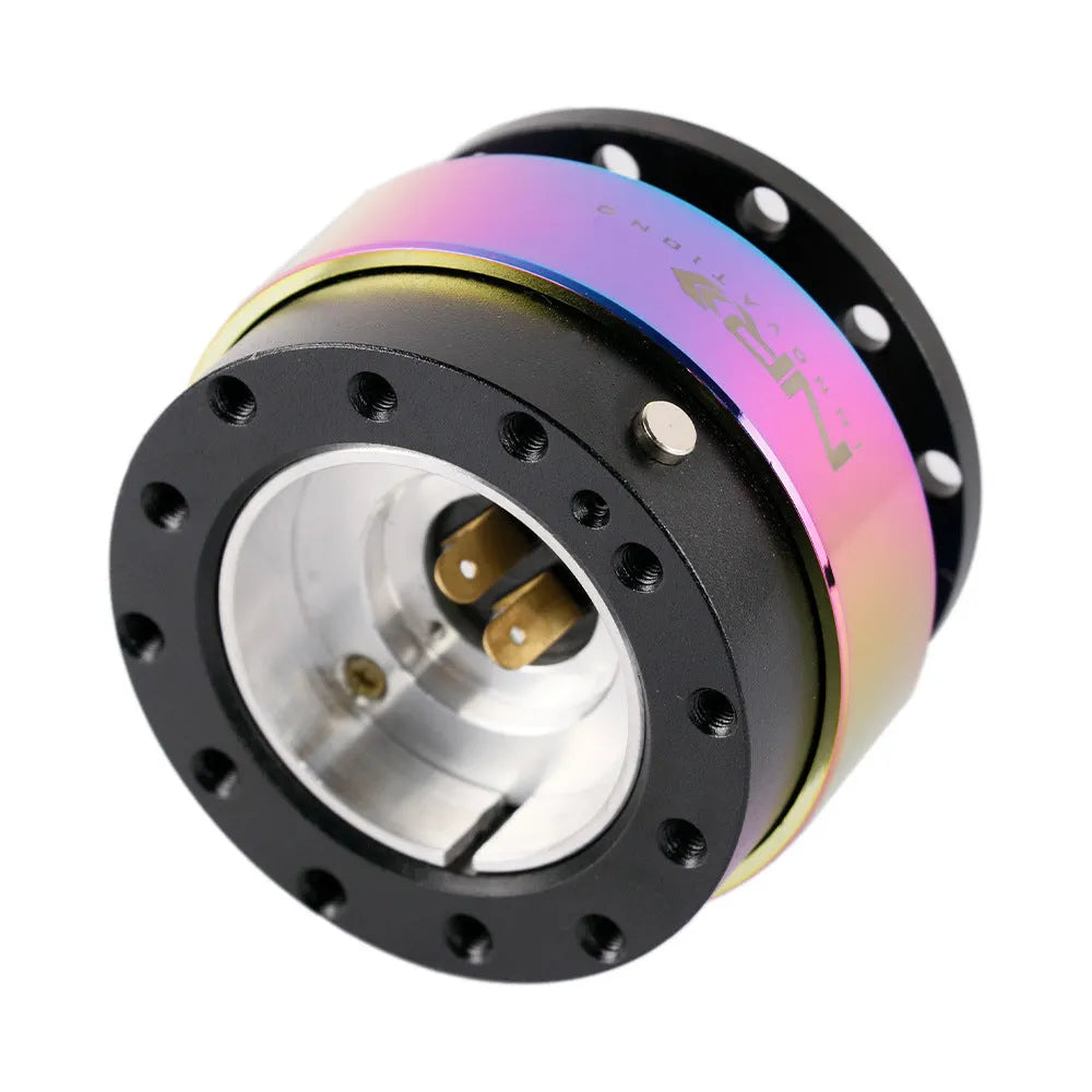 Colourful car quick-release steering wheel hub adapter device with lock mechanism and heightened connection base