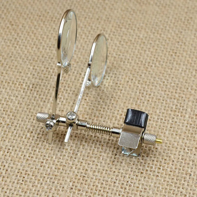 Metal bracket glasses double clip with spring attachment and glass magnifying lens