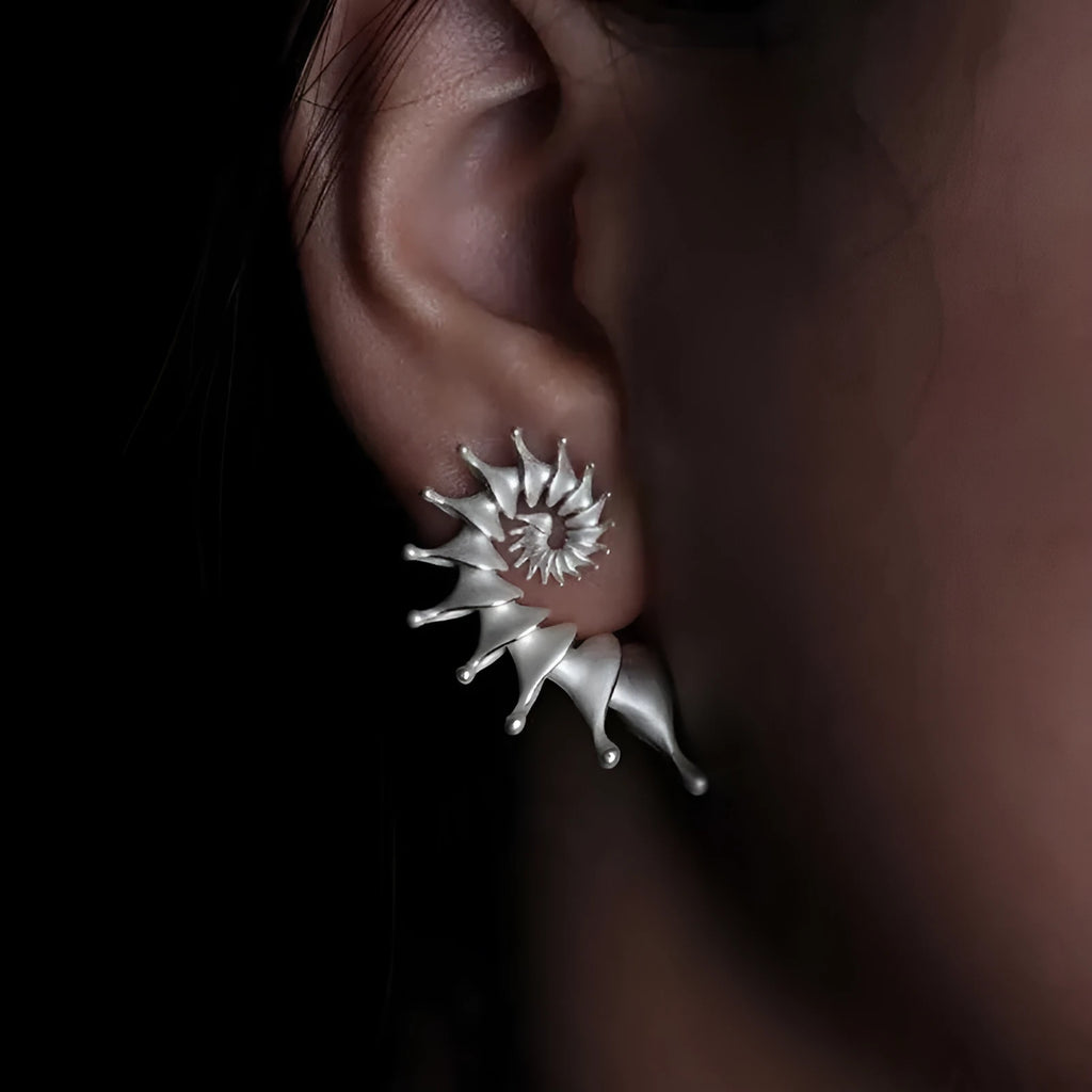 Alloy conch stud earrings with exaggerated three-dimensional matte design and electroplated finish