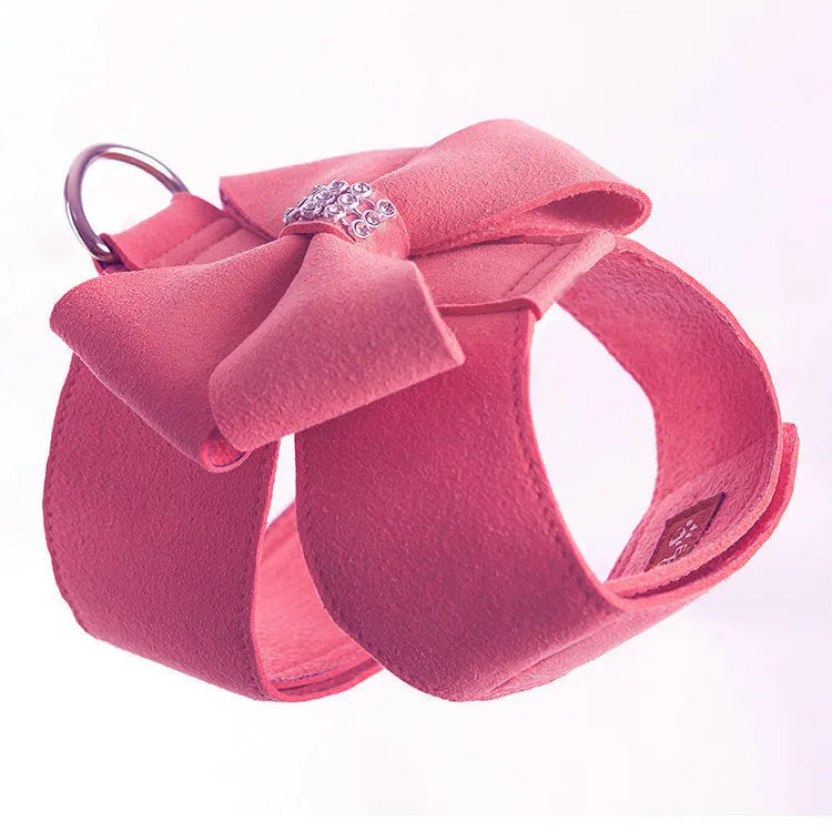 Bowknot design dog chest strap harness in microfiber available in multiple colours and sizes