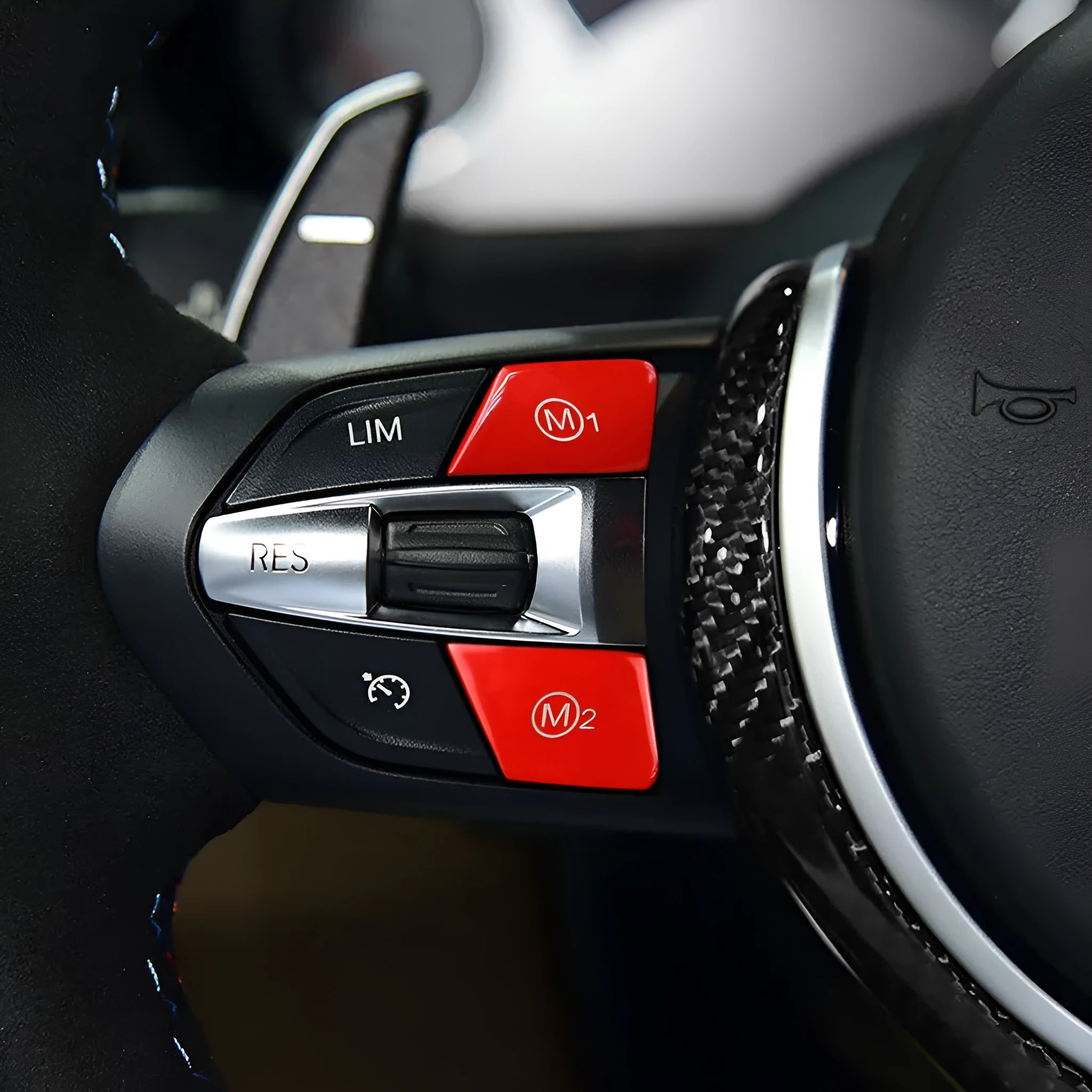BMW steering wheel M1 M2 mode button accessories in red and blue options