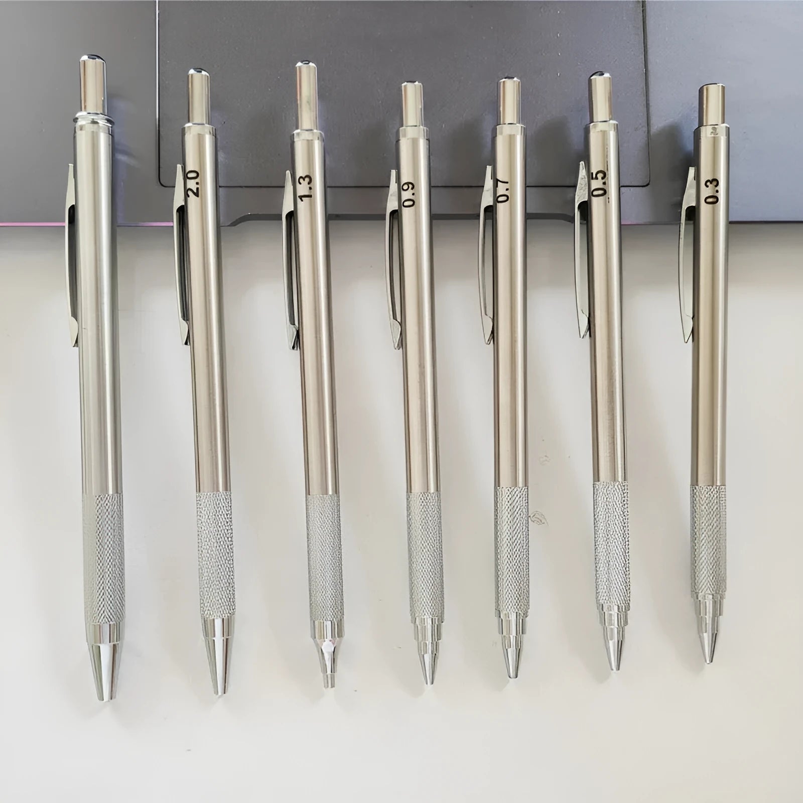 Metal automatic mechanical pencil with multi-diameter refill options for writing and drafting