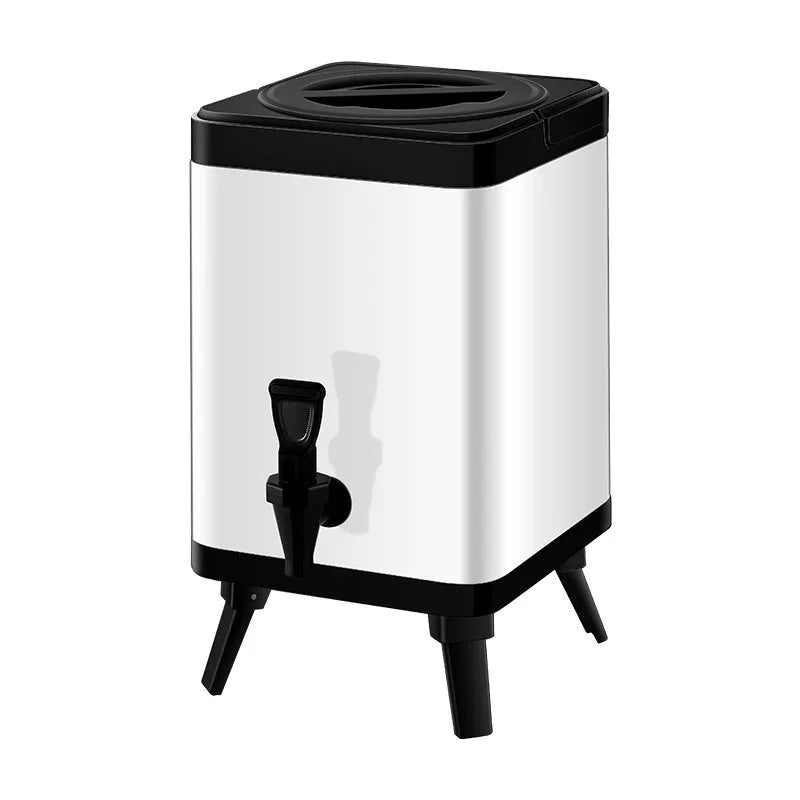 Silver stainless steel milk tea bucket with 8 litre capacity and square lock design