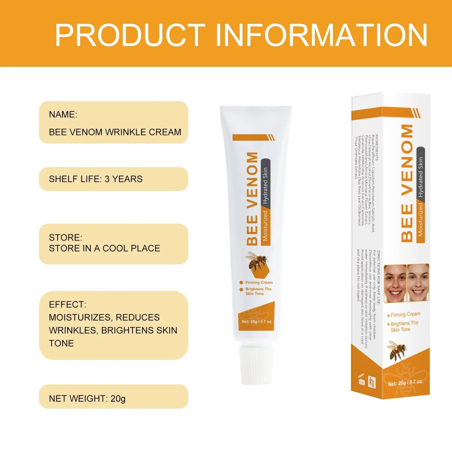 Bee Facial Neck Cream 20g skincare product for face and neck moisturisation