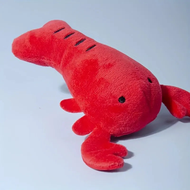 Red lobster plush dog toy with squeaker for small and medium dogs
