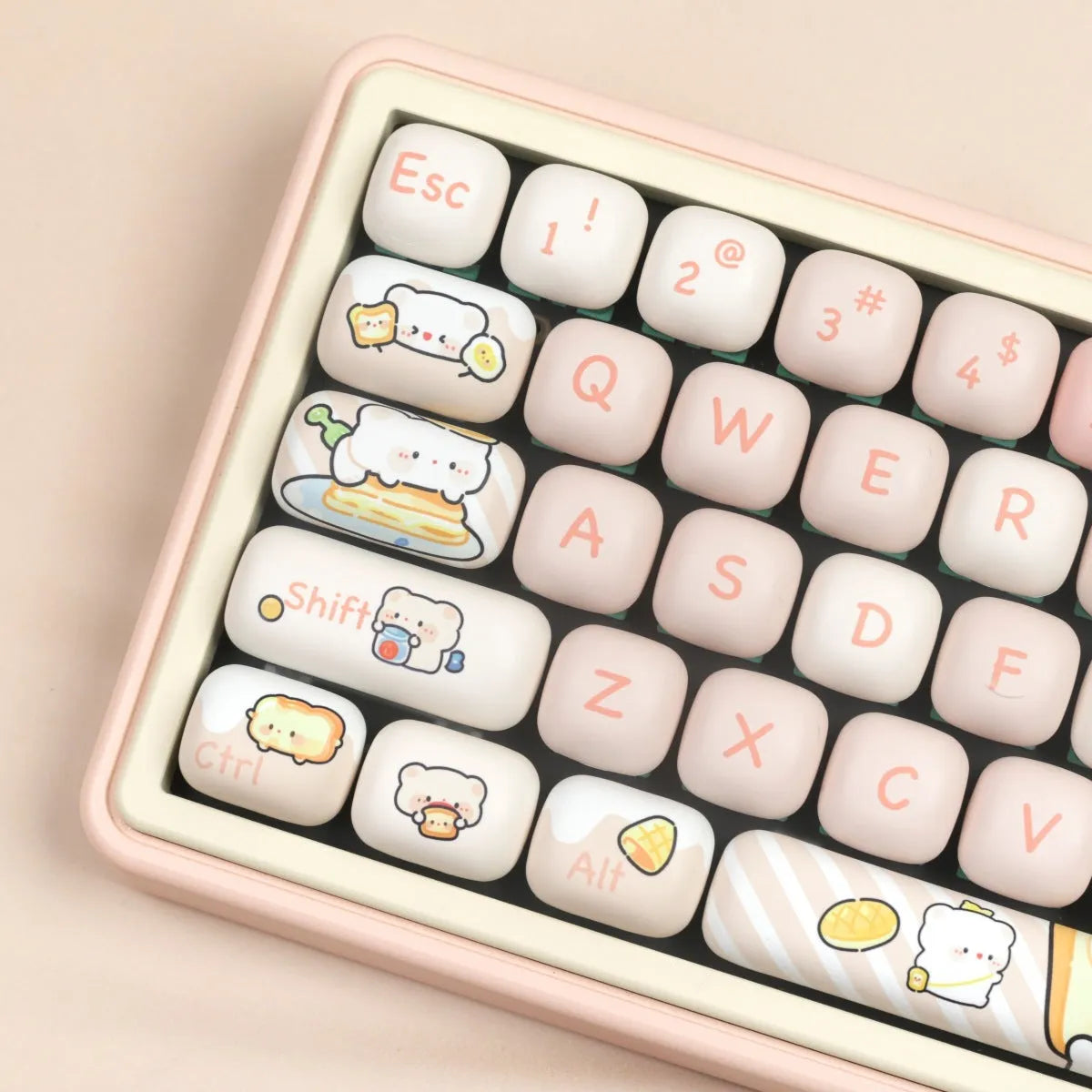MOG steamed bread bear mechanical keyboard key cap full set with 143+3 PBT thermal sublimation caps