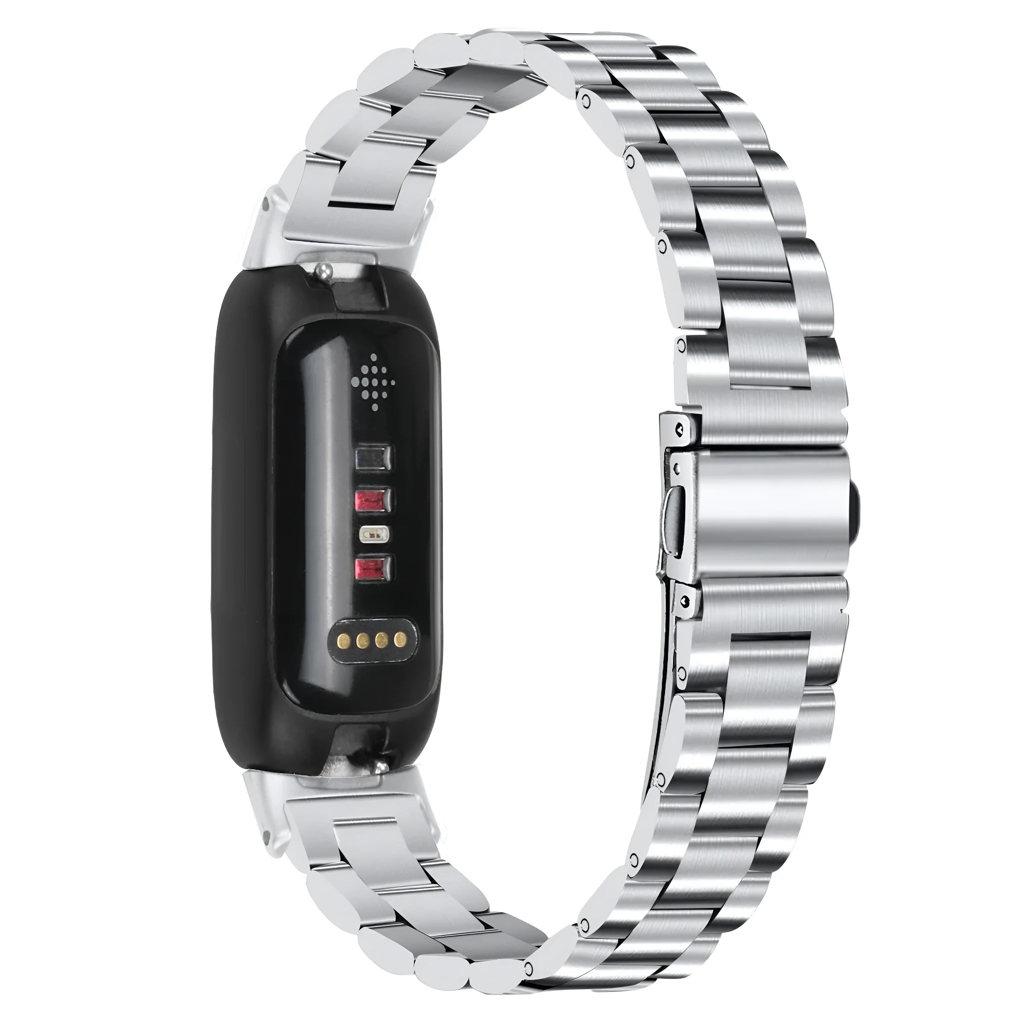 Stainless steel three-bead watch strap for Fitbit Inspire 3 in multiple colour options.