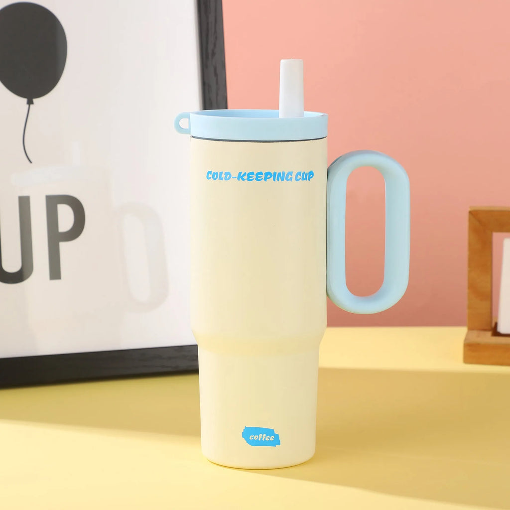 DIY Vitality insulated straw cup with handle in various colours