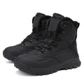 Men's black fleece-lined high-top boots with lace-up front and flat heel