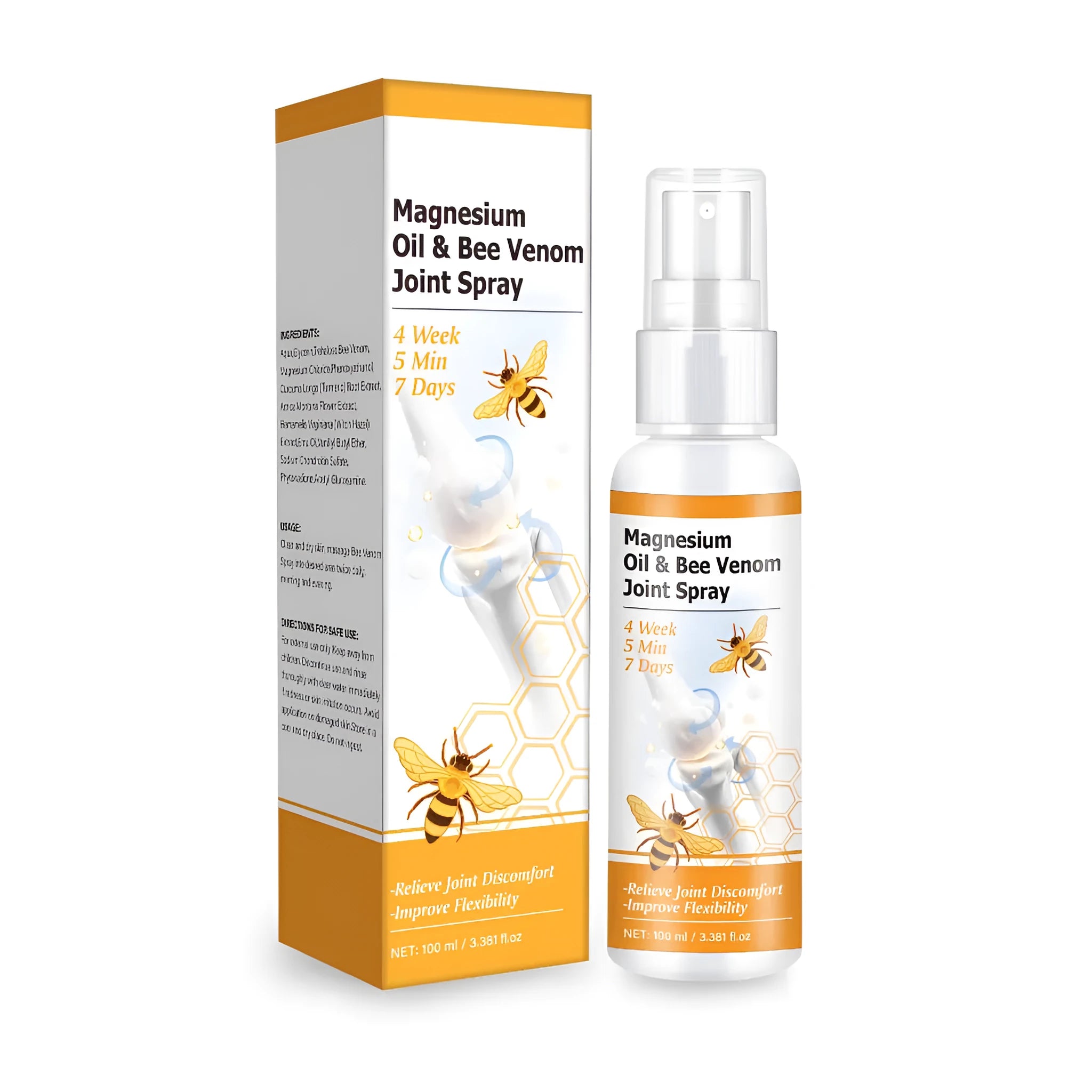 100ml Magnesium Oil Bee Joint Spray Gel bottle, 152mm tall, for topical muscle and joint care.