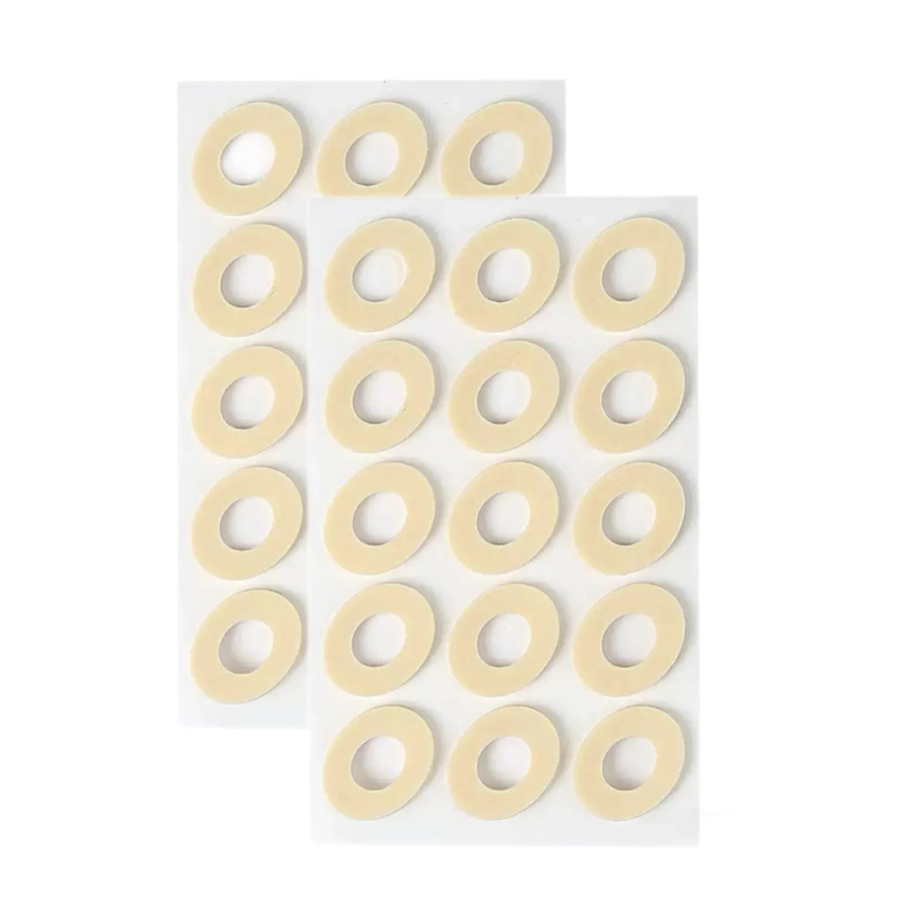 Assortment of PU heel and toe protectors showing large oval, small oval, U-shaped, and circular section shapes