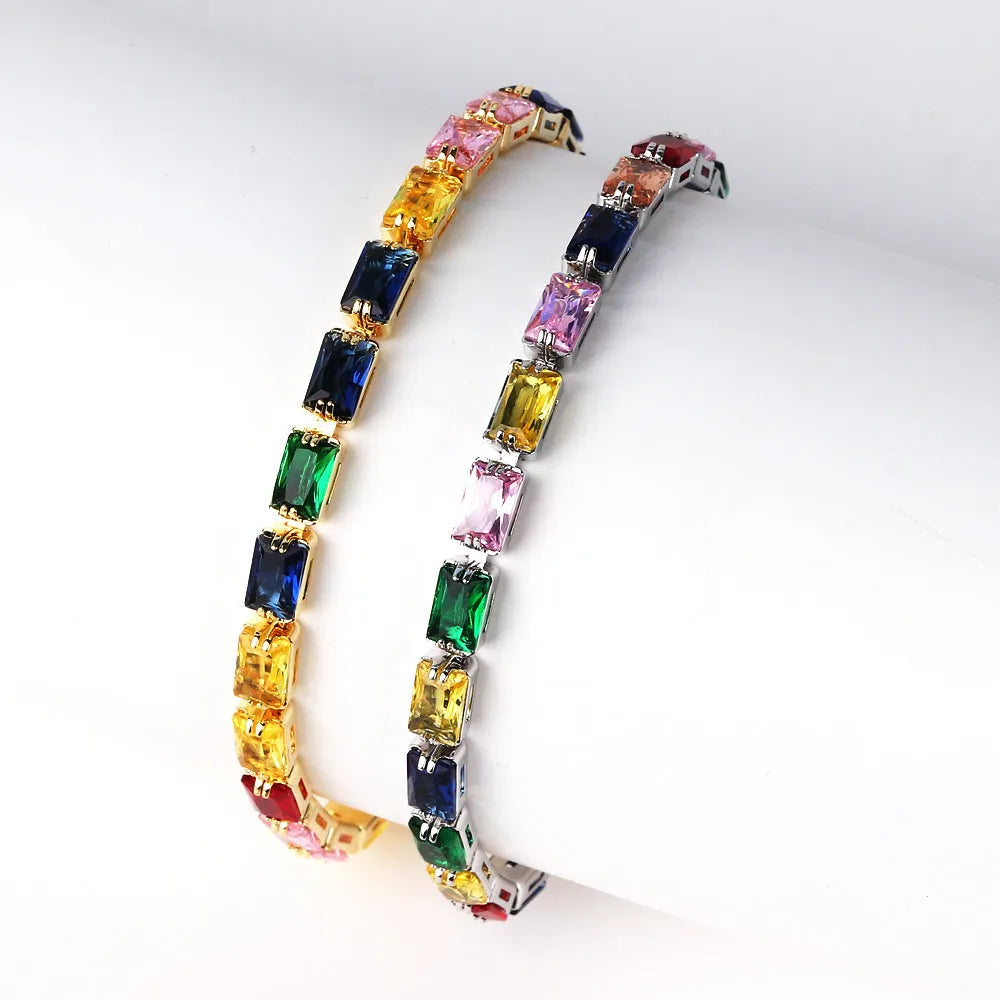 Women's fashion bracelet with zircon stones in gold electroplated finish