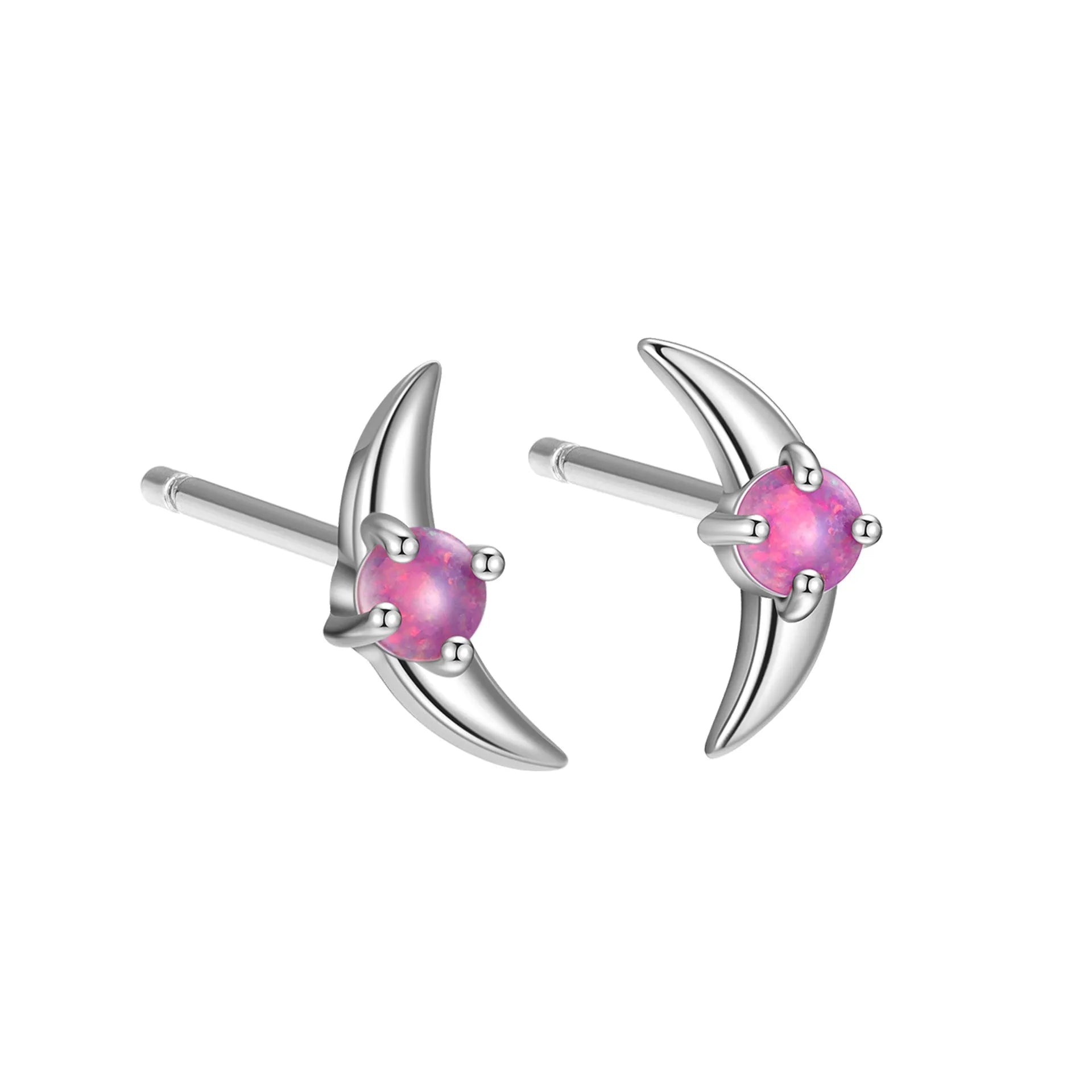 925 silver geometric stud earrings with electroplated finish and coloured stone