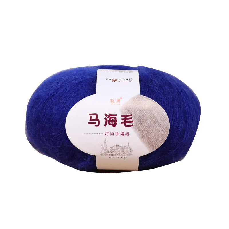 DIY mohair scarf kit with wool ball for hand-weaving projects in multiple colour options