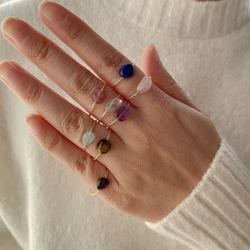 Women's geometric agate ring original design with coloured stone centrepiece