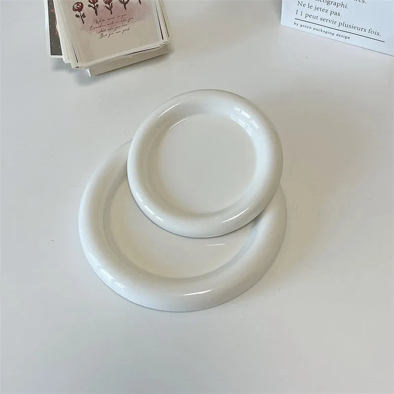 White porcelain ceramic plate with chubby toot bear or round doodle design in 15cm or 20cm size