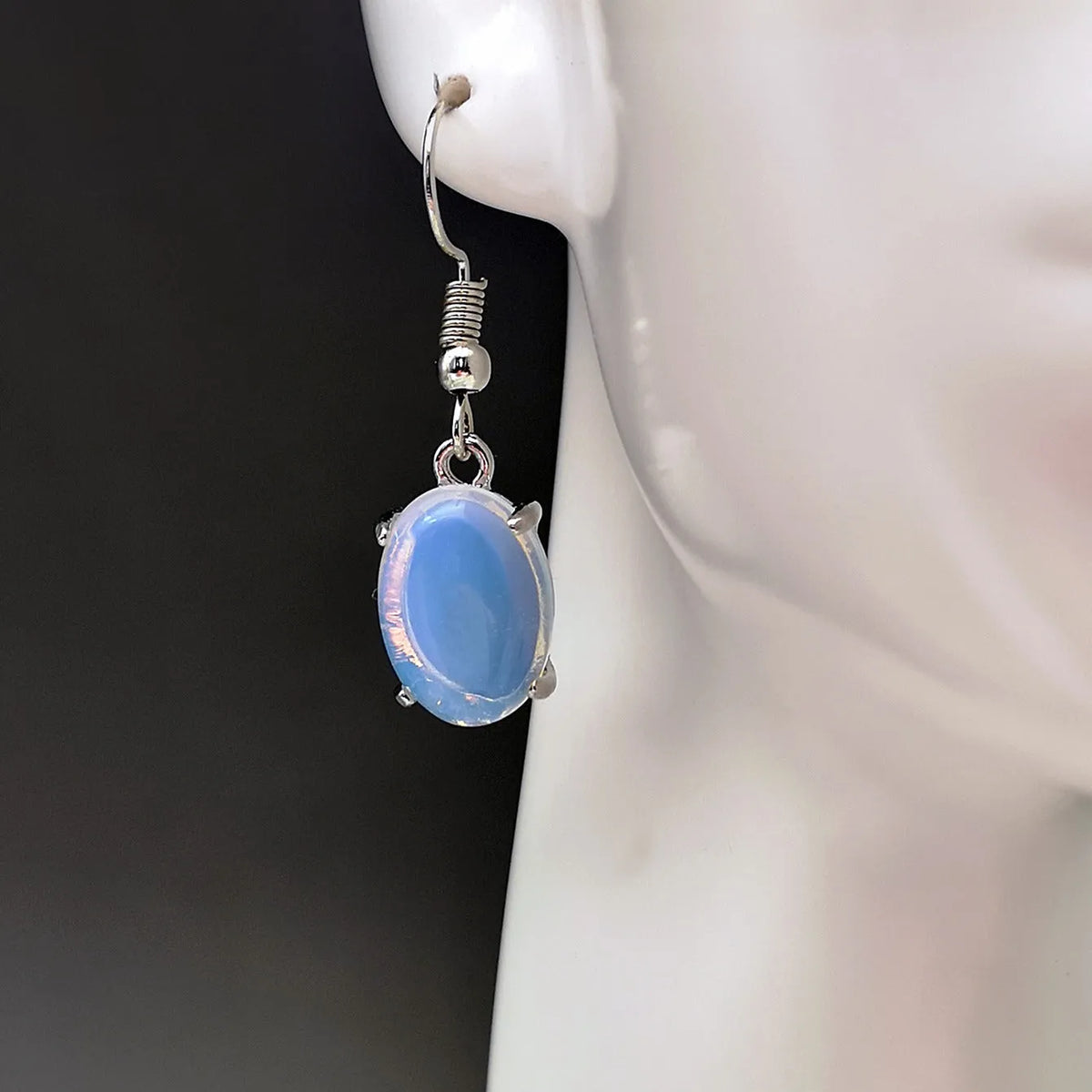 Moonstone opal cross design earrings with electroplated alloy retro style