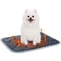 Grey cloth personalised pet cushion shown in four different size options