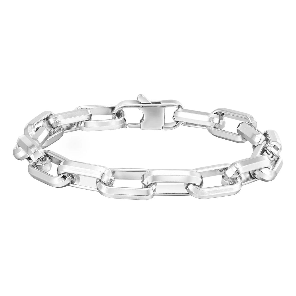 Men's simple square chain titanium steel bracelet in steel, gold, black, and retro electroplated colours.