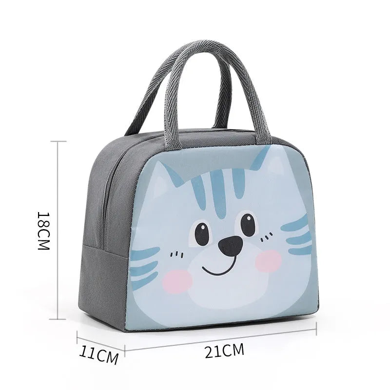 Cartoon animal insulated lunch box bag with aluminium foil lining for children