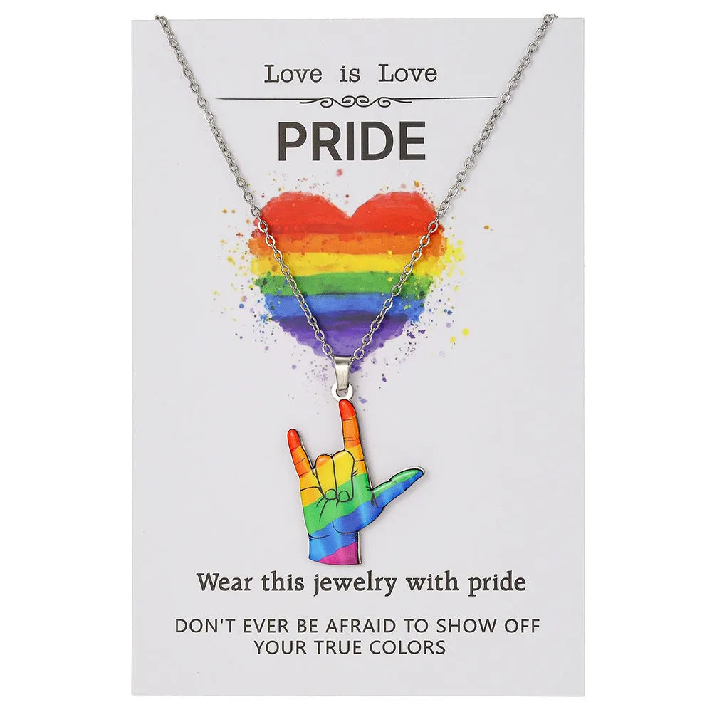 Stainless steel friendship necklace with colour printed inspirational design on chain.