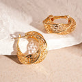Twisted round geometric hollow stud earrings for women in gold or silver finish