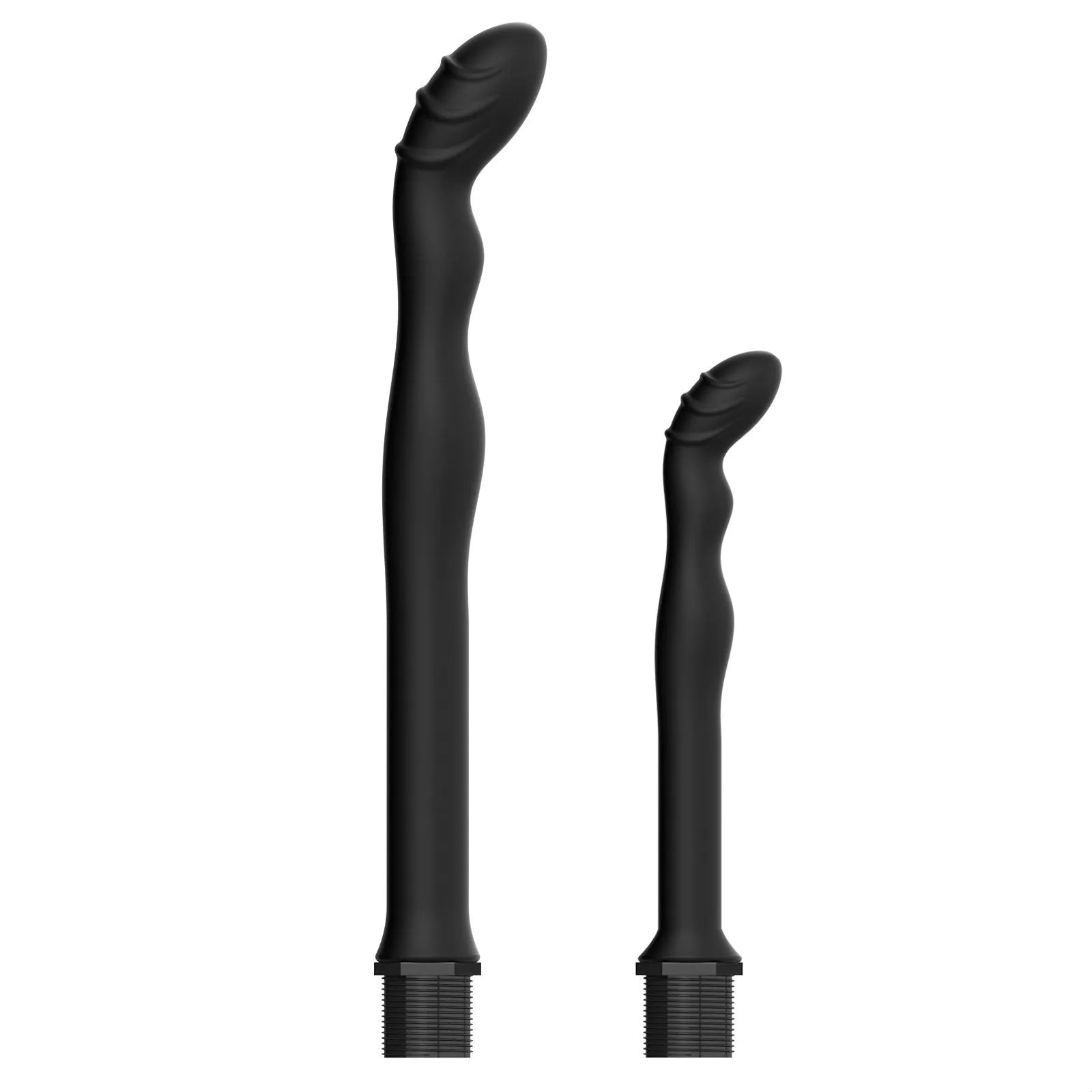 Black silicone hosepipe flusher or enema for pet care and cleaning.