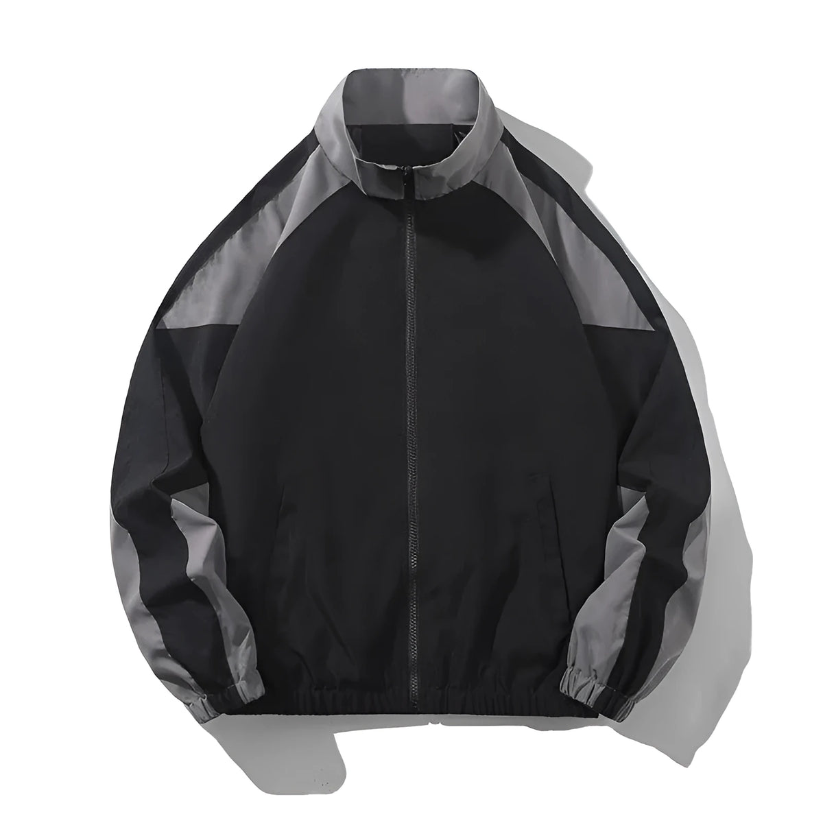 Men's casual stitching contrast colour jacket with side pockets and loose fit design