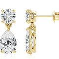 925 sterling silver moissanite stud earrings with round and water drop gemstones in gold or silver finish