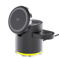C16 portable magnetic three-in-one wireless charger in black or ivory white, folded for travel