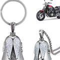 Vintage angel wings necklace and keychain set with silver electroplated finish and feather pendant design
