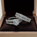 2-in-1 fully-jewelled women's fashion ring set in geometric shape with round elements