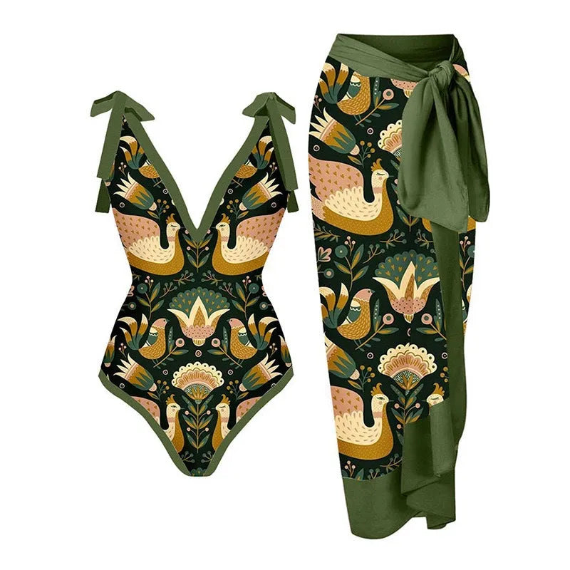 Women's solid colour one-piece swimsuit with spaghetti straps and detachable skirt