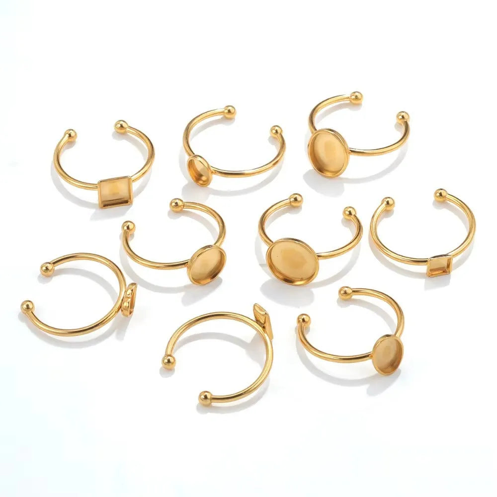 Golden electroplated stainless steel ring holder with totem pattern for DIY jewellery making