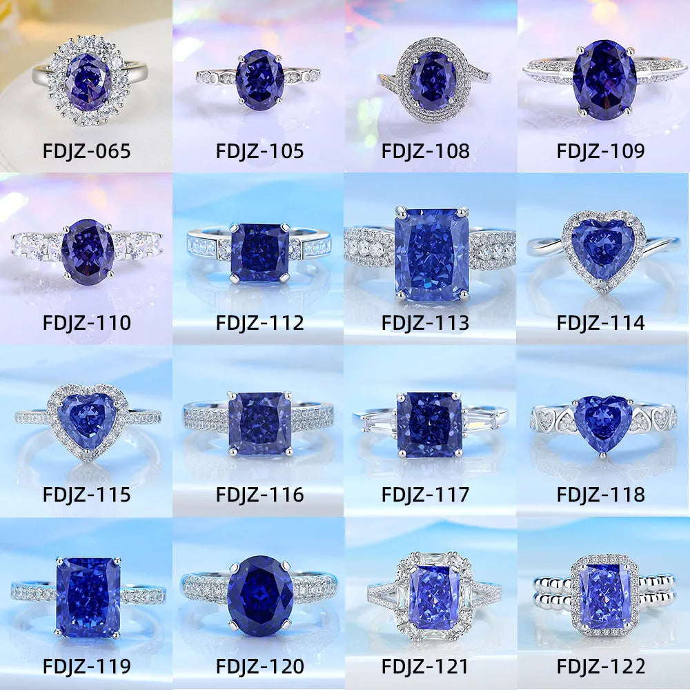Heart-shaped sterling silver ring with a faceted ice flower cut zircon stone in a Tanzanite colour.
