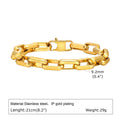 Men's simple square chain titanium steel bracelet in steel, gold, black, and retro electroplated colours.