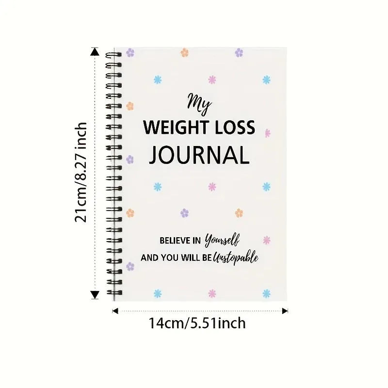 Spiral-bound weight loss diary notebook with paper cover and 84g raw wood pulp pages, 1-50 pages