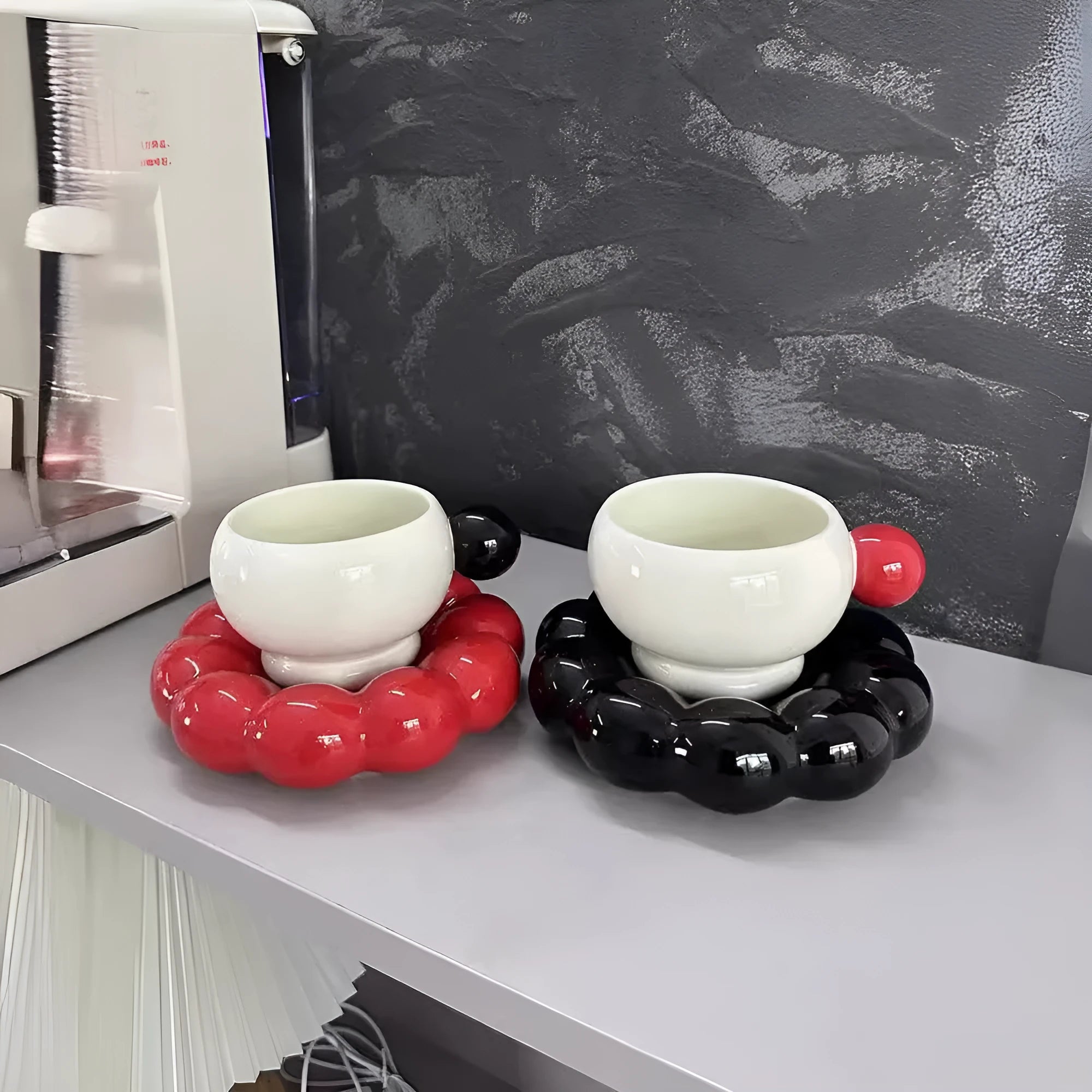 Ceramic coffee cup and saucer set 250ml capacity in Nordic style with high temperature resistant properties