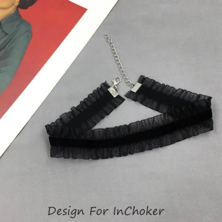 Alloy velvet ruffled flower pendant on snake bones chain clavicle necklace in light coffee colour