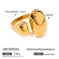 Women's stainless steel geometric open ring with electroplated finish