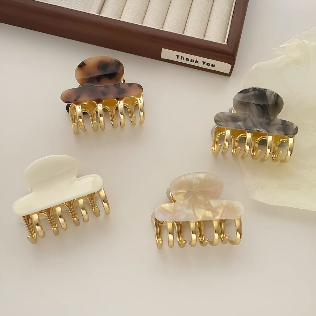 Medium metal grip acetate hair barrettes in retro dopamine style with R08 colour options